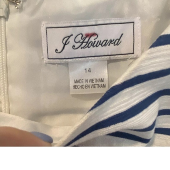Jessica Howard Navy Striped Lace‎ Shift Dress Sleeveless Womens 14 (1205) - Picture 4 of 5